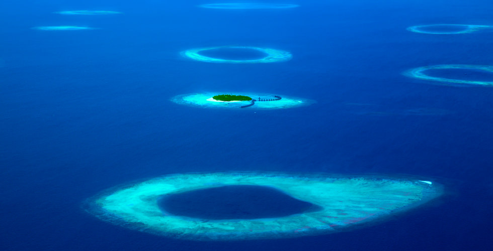 Aerial photograph of Ari Atoll, Maldives